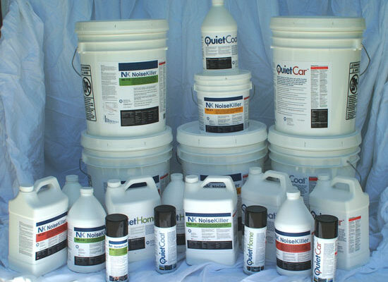 20 years of of QuietCoat in one image. QuietCoat is a soundproofing coating still being manufactured in Newark California in 1-5 gallon buckets. 