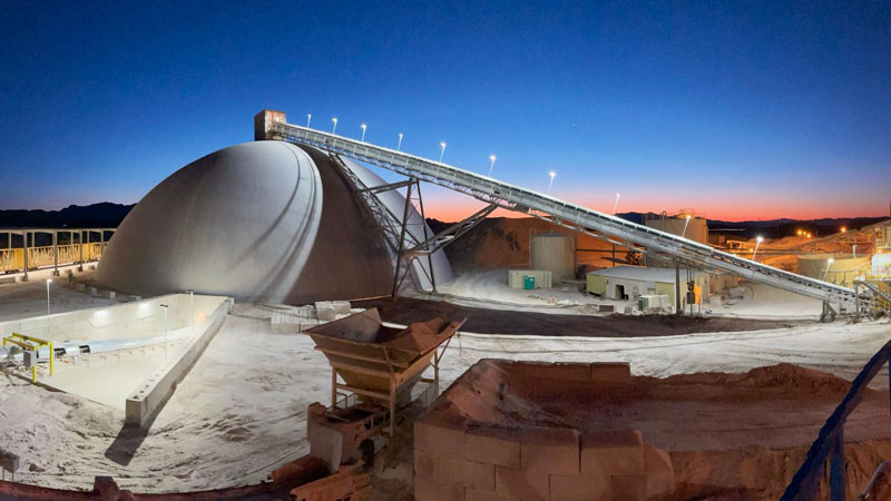 Exterior image taken at night of the PABCO Gypsum manufacturing plant in Las Vegas Nevada